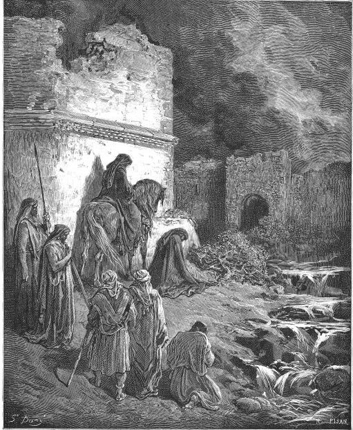 Nehemiah surveying the walls of Jerusalem